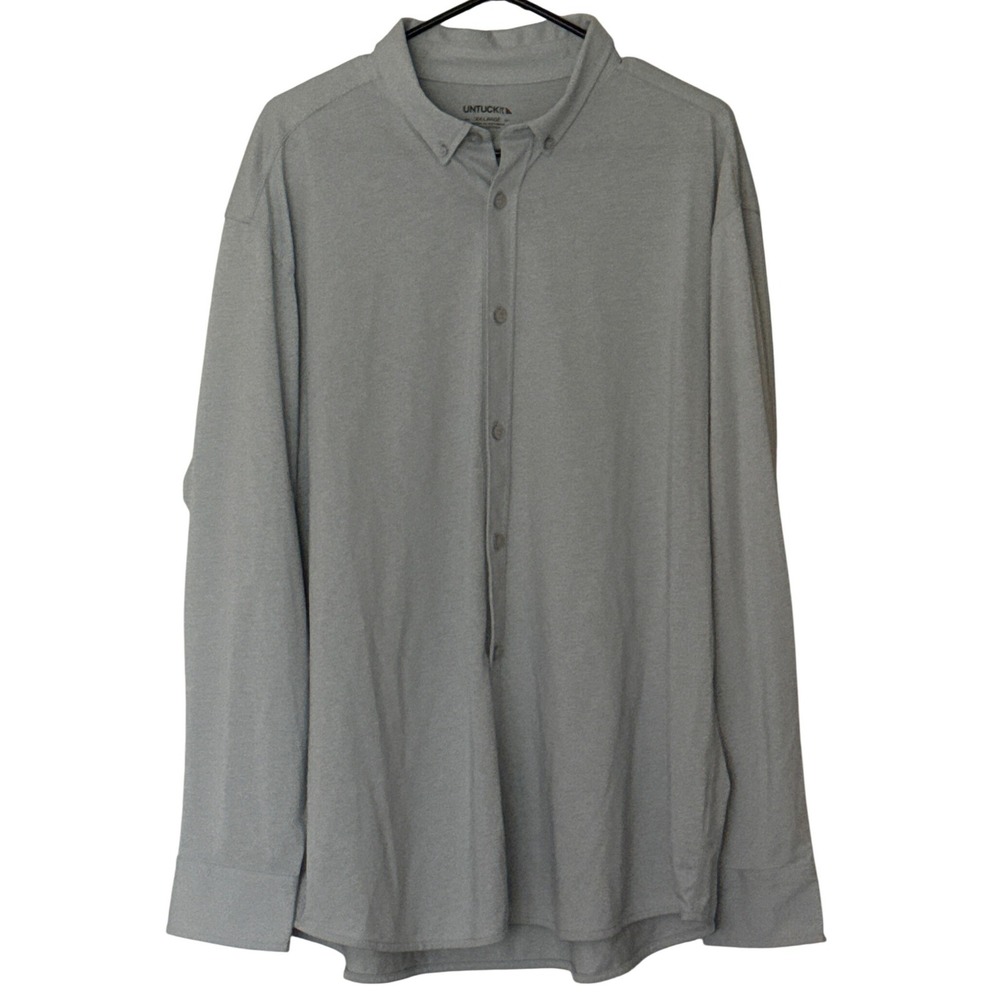 UNTUCKit Button Down Shirt Men XXL Gray Long Sleeve Cotton Jersey Knit